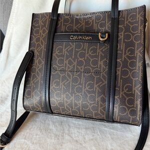 Calvin Klein Black and Brown Signature Tote